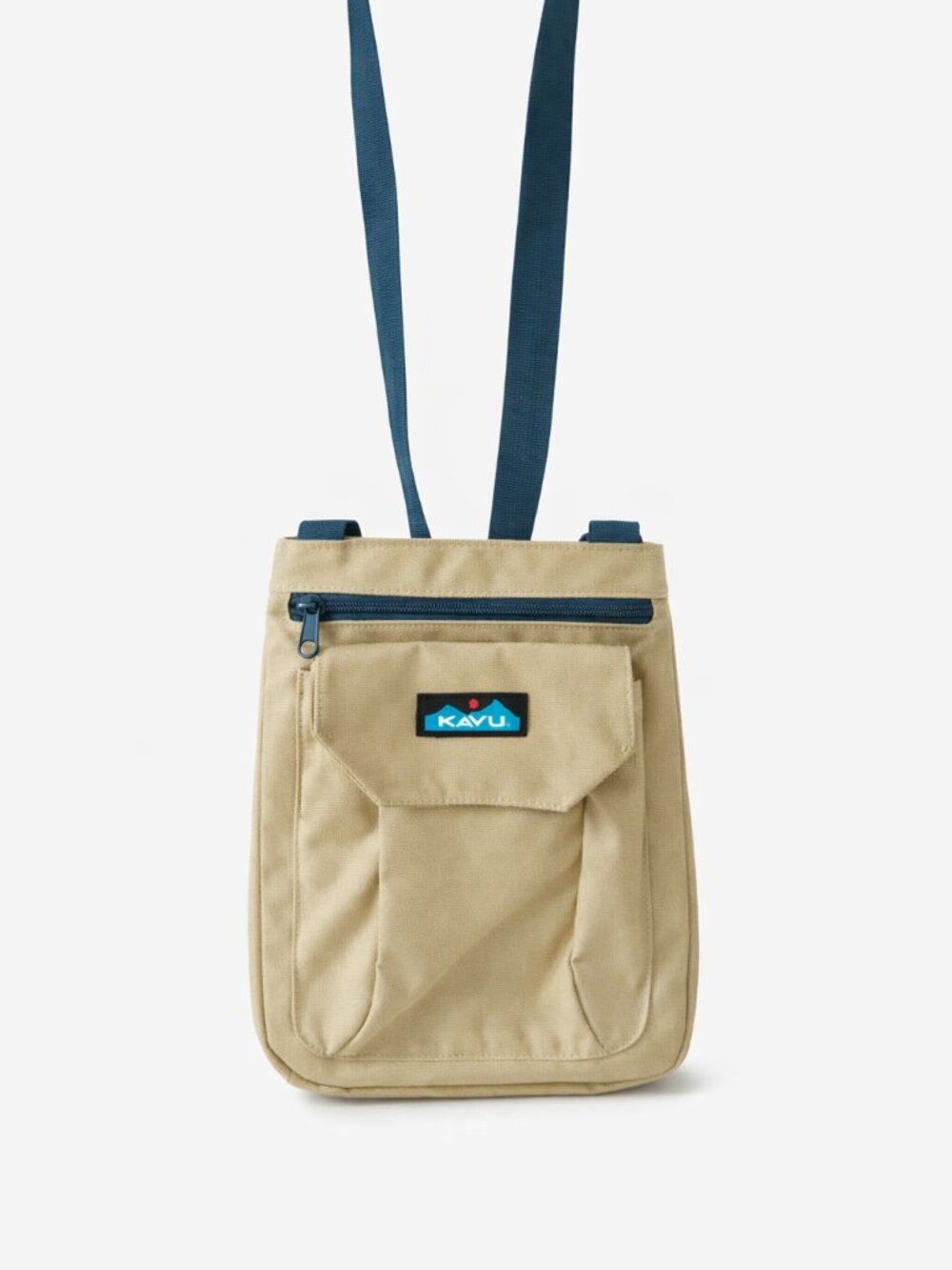 KAVU Crossbody Messenger Bag Beige Canvas Travel Utility Organizer Adjustable - Picture 1 of 12
